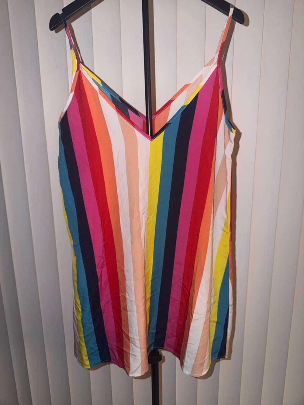 SHEIN Multicolor Vertical Stripe V-Neck Slip Dress